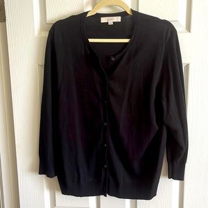 Loft 3/4 sleeve black cardigan - like new condition!